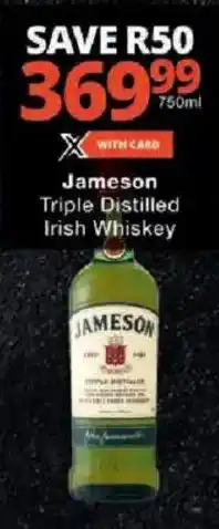 Checkers Jameson Triple Distilled Irish Whiskey offer