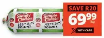 Checkers Rainbow Simply Chicken Polony offer