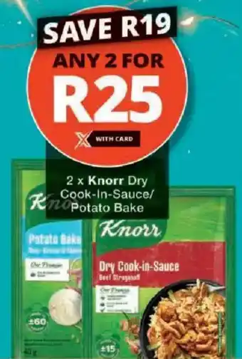 Checkers Knorr Dry Cook-In-Sauce/ Potato Bake offer