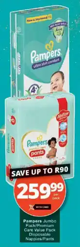Checkers Pampers Jumbo Pack/ Premium Care Value Pack Disposable Nappies/ Pants offer