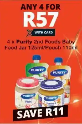 Checkers Purity 2nd Foods Baby Food Jar/ Pouch offer
