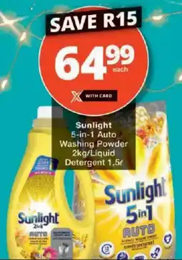 Checkers Sunlight 5-in-1 Auto Washing Powder/ Liquid Detergent offer