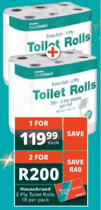 Checkers Housebrand 2 Ply Toilet Rolls offer