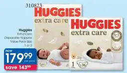 Clicks Huggies Extra Care Disposable Napples Value Pack offer