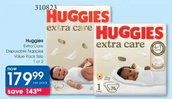 Clicks Huggies Extra Care Disposable Napples Value Pack offer