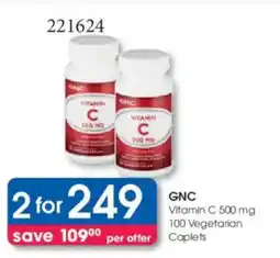 Clicks GNC Vitamin C 500 mg 100 Vegetarian Caplets offer