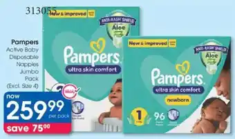 Clicks Pampers Active Baby Disposable Nappies Jumbo Pack offer