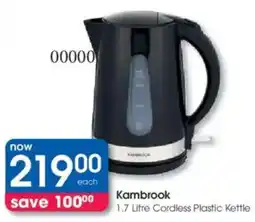 Clicks Kambrook Cordless Plastic Kettle offer