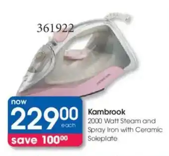Clicks Kambrook 2000 Watt Steam and Spray Iron with Ceramic Soleplate offer