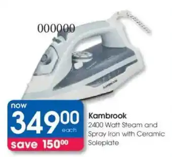 Clicks Kambrook 2400 Watt Steam and Spray Iron with Ceramic Soleplate offer