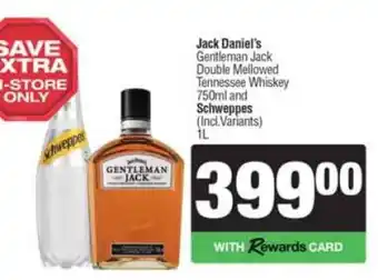 Spar Tops Jack Daniel's Gentleman Jack & Schweppes offer
