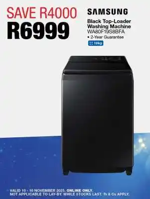 OK Furniture Samsung Black Top-Loader Washing Machine WA80F19S8BFA offer