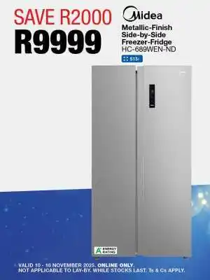 Midea Metallic-Finish Side-by-Side Freezer-Fridge HC-689WEN-ND