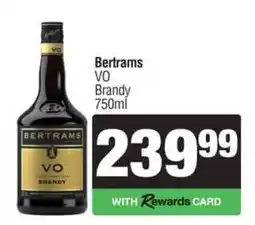 Spar Tops Bertrams VO Brandy 750ml offer