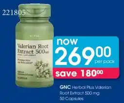 Clicks GNC Herbal Plus Valerian Root Extract 500 mg offer