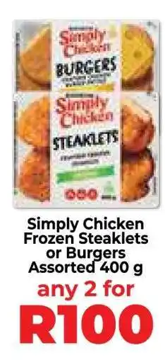 Food Lover's Market Simply Chicken Frozen Steaklets or Burgers offer