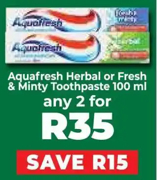 Food Lover's Market Aquafresh Herbal or Fresh & Minty Toothpaste 100 ml offer