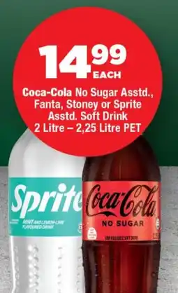 OK Foods Coca-Cola No Sugar Asstd., Fanta, Stoney or Sprite Asstd. Soft Drink offer