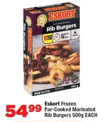 OK Foods Eskort Frozen Par-Cooked Marinated Rib Burgers offer
