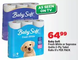 OK Foods Baby Soft Fresh White or Supreme Quilts 2-Ply Toilet Rolls offer