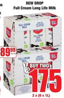Boxer Superstores DEW DROP Full Cream Long Life Milk offer