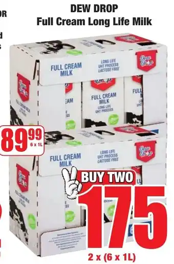Boxer Superstores DEW DROP Full Cream Long Life Milk offer