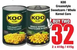 Boxer Superstores KOO Creamstyle Sweetcorn/ Whole Kernel Corn offer