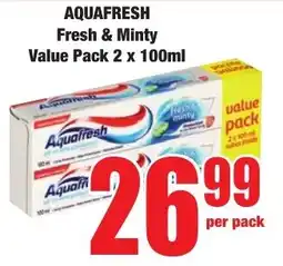 Boxer Superstores AQUAFRESH Fresh & Minty Value Pack offer