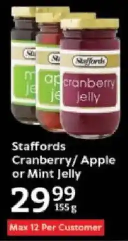 Oxford Freshmarket Staffords Cranberry/ Apple or Mint Jelly offer
