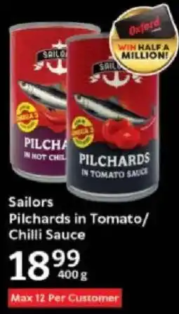 Oxford Freshmarket Sailors Pilchards in Tomato/ Chilli Sauce offer