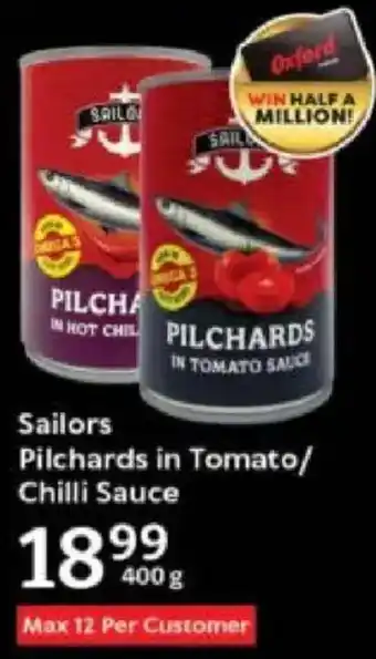 Oxford Freshmarket Sailors Pilchards in Tomato/ Chilli Sauce offer
