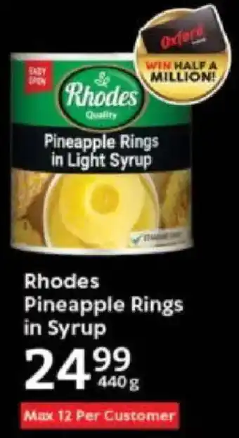 Oxford Freshmarket Rhodes Pineapple Rings in Syrup offer