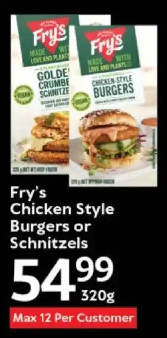 Oxford Freshmarket Fry's Chicken Style Burgers or Schnitzels offer