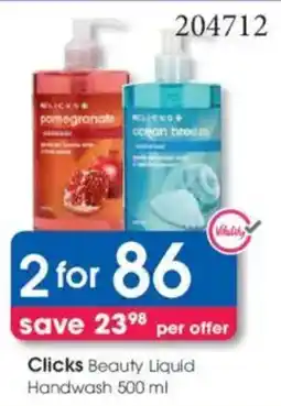 Clicks Clicks Beauty Liquid Handwash offer
