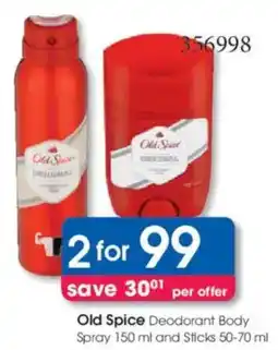 Clicks Old Spice Deodorant Body Spray and Sticks offer