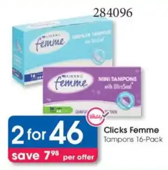 Clicks Clicks Femme Tampons offer