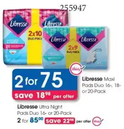 Clicks Libresse Maxi Pads Duo offer