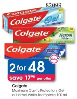 Clicks Colgate Maximum Cavity Protection, Gel or Herbal White Toothpaste offer