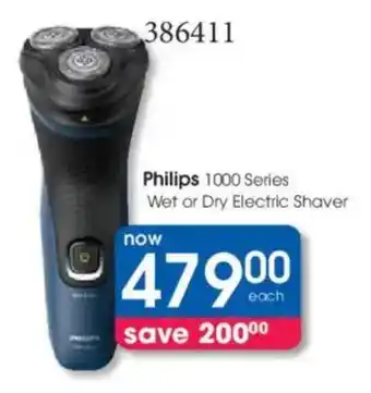 Clicks Philips 1000 Series Wet or Dry Electric Shaver offer