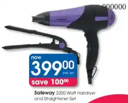 Clicks Safeway 2200 Watt Hairdryer and Straightener Set offer