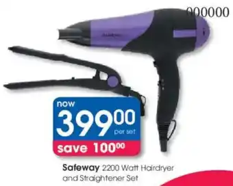 Clicks Safeway 2200 Watt Hairdryer and Straightener Set offer