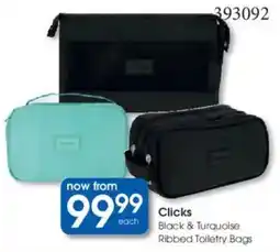 Clicks Clicks Black & Turquoise Ribbed Toiletry Bags offer