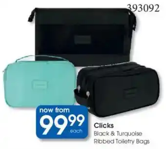 Clicks Clicks Black & Turquoise Ribbed Toiletry Bags offer