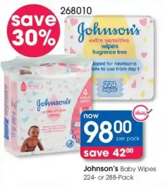 Clicks Johnson's Baby Wipes offer