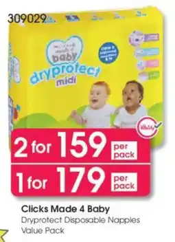 Clicks Clicks Made 4 Baby Dryprotect Disposable Nappies Value Pack offer