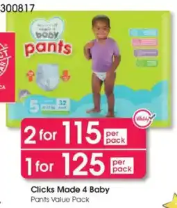 Clicks Clicks Made 4 Baby Pants Value Pack offer