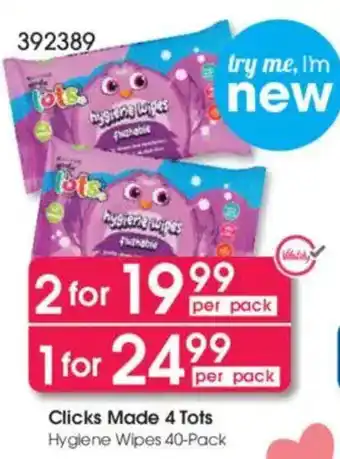 Clicks Clicks Made 4 Tots Hygiene Wipes offer