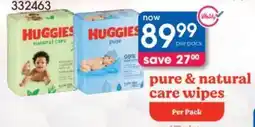 Clicks Huggies pure & natural care wipes offer