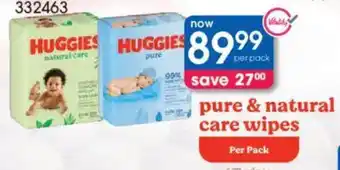 Clicks Huggies pure & natural care wipes offer