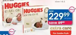 Clicks Huggies extra care jumbo pack offer